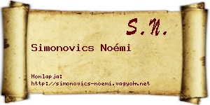 Simonovics Noémi névjegykártya